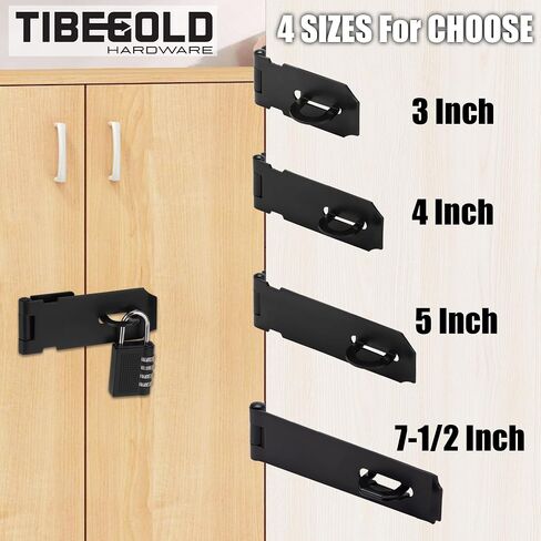 5 Inch Door Lock Hasp Latch, Security Packlock Clasp Hasp Lock Latch, Stainless Steel Gate Lock Hasp for Outdoor Fence Gate,Barn Door,Shed Closet Cabinet, Drawer, Black Finish with Screws, 1 Pack in Saudi Arabia