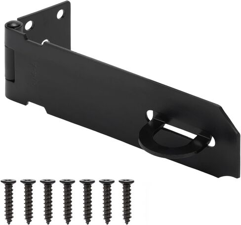 5 Inch Door Lock Hasp Latch, Security Packlock Clasp Hasp Lock Latch, Stainless Steel Gate Lock Hasp for Outdoor Fence Gate,Barn Door,Shed Closet Cabinet, Drawer, Black Finish with Screws, 1 Pack in Saudi Arabia