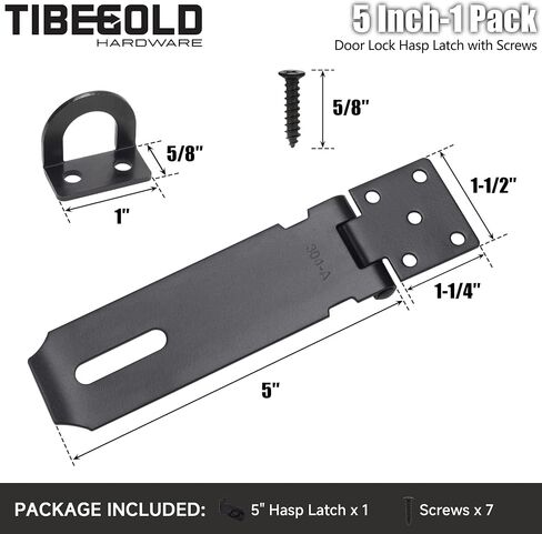 5 Inch Door Lock Hasp Latch, Security Packlock Clasp Hasp Lock Latch, Stainless Steel Gate Lock Hasp for Outdoor Fence Gate,Barn Door,Shed Closet Cabinet, Drawer, Black Finish with Screws, 1 Pack in Saudi Arabia