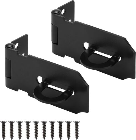 5 Inch Door Lock Hasp Latch, Security Packlock Clasp Hasp Lock Latch, Stainless Steel Gate Lock Hasp for Outdoor Fence Gate,Barn Door,Shed Closet Cabinet, Drawer, Black Finish with Screws, 1 Pack in Saudi Arabia
