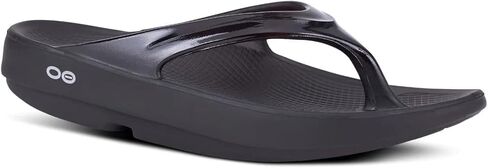 OOFOS Women's OOlala Thong Flip-Flip Sandals - Post Exercise Active Sport Lightweight Recovery Footwear - Reduces Stress on Feet, Joints & Back - Machine Washable (Classic Black, in Saudi Arabia