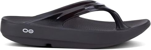 OOFOS Women's OOlala Thong Flip-Flip Sandals - Post Exercise Active Sport Lightweight Recovery Footwear - Reduces Stress on Feet, Joints & Back - Machine Washable (Classic Black, in Saudi Arabia