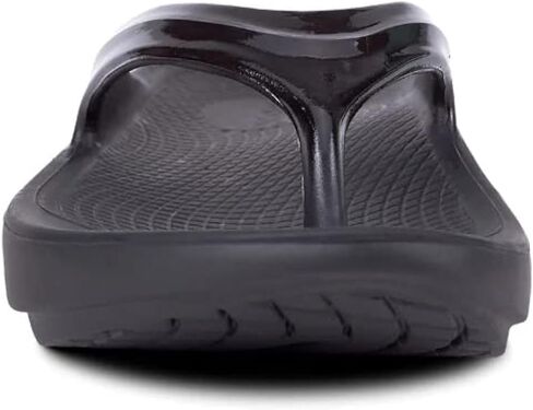 OOFOS Women's OOlala Thong Flip-Flip Sandals - Post Exercise Active Sport Lightweight Recovery Footwear - Reduces Stress on Feet, Joints & Back - Machine Washable (Classic Black, in Saudi Arabia