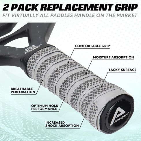 AMA SPORT Pickleball Paddle Grip Tape 2 Pack Pickleball Overgrip Replacement Grip Wrap for Pickleball Rackets Anti-Slip Grip Ridge Easy Installation and Long-Lasting Performance in Saudi Arabia