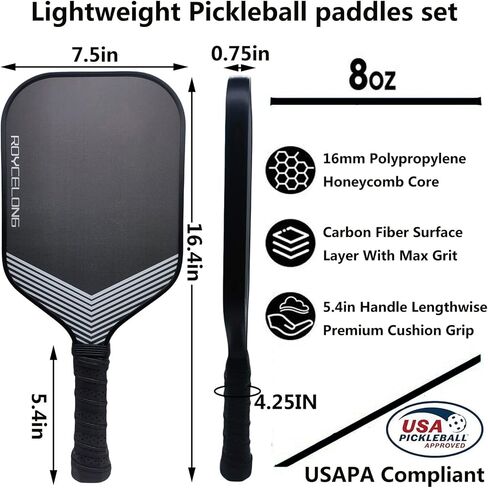 Pickleball Paddles Pickleball Rackets T700 Carbon Fiber Frosted Textured Surface 16mm Core for Beginners to Advanced Players Portable Bag USAPA Compliant Pickle Ball Paddle in Saudi Arabia