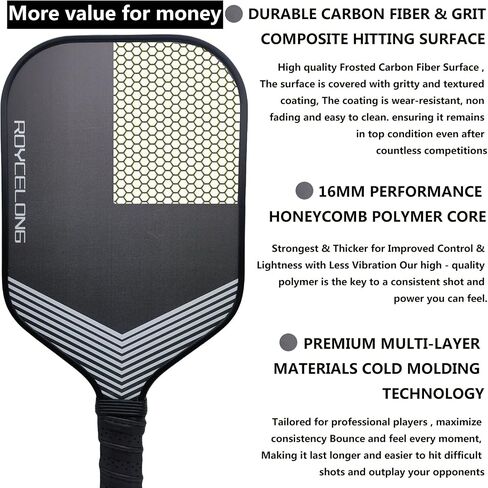 Pickleball Paddles Pickleball Rackets T700 Carbon Fiber Frosted Textured Surface 16mm Core for Beginners to Advanced Players Portable Bag USAPA Compliant Pickle Ball Paddle in Saudi Arabia