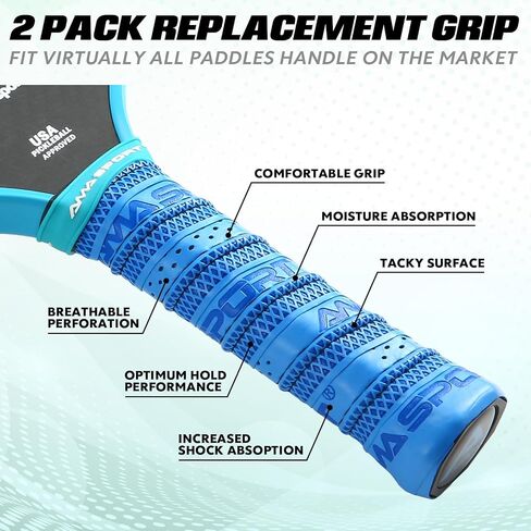 AMA SPORT Pickleball Paddle Grip Tape 2 Pack Pickleball Overgrip Replacement Grip Wrap for Pickleball Rackets Anti-Slip Grip Ridge Easy Installation and Long-Lasting Performance in Saudi Arabia