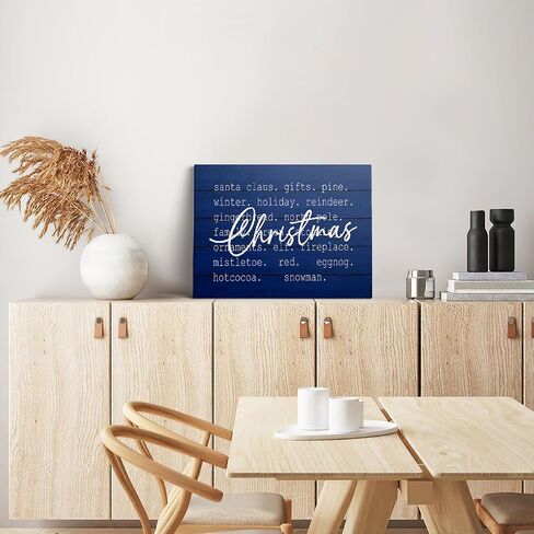 XWELLDAN Navy Blue Farmhouse Christmas Framed Wall Art Decor, Christmas Sign Wall Art Canvas Decorations, Rustic Christmas Decor Decorations, 11x14 Inches in Saudi Arabia