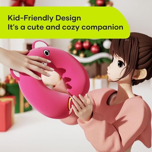 Kids Neck Pillow for Travel, Road Trip Essential for Neck Supporting - Memory Foam Kids Traveling Pillow Suitable for Boys and Girls Hot Pink Bear in Saudi Arabia