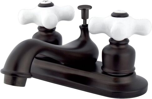 Elements of Design EB601PX Procelain Center Lavatory Faucet with Porcelain Cross Handle, 4", Polished Chrome in Kuwait