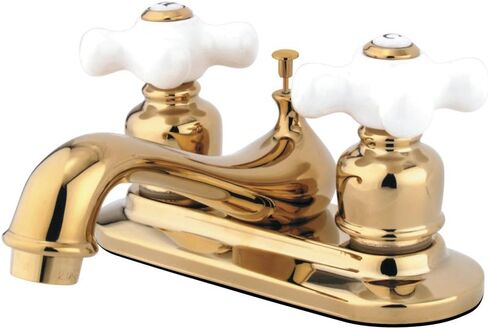 Elements of Design EB601PX Procelain Center Lavatory Faucet with Porcelain Cross Handle, 4", Polished Chrome in Kuwait