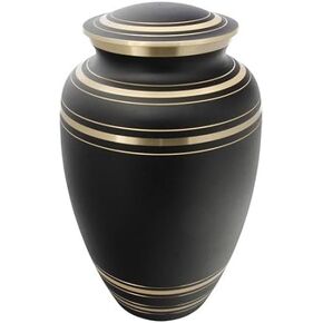 Classic Onyx Brass Cremation Urn for Ashes, Brass, Black Urn, Adult Sized Cremation Urn, 9.75 Inches High