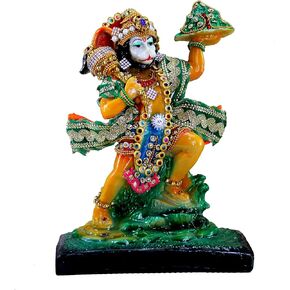 eSplanade Resin Hanuman Anjaneya Pavan Putra Idol Murti Moorti Statue (8.5 x 7 Inches)