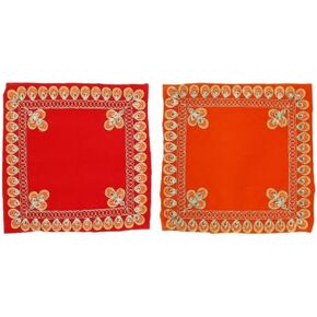 Aditri Creation Set of 2 Decorative Mat Aasan Velvet Pooja Cloth (Size:-12 Inches X 12Inches) for Multipurpose Traditional Pooja Festival Decorations Item & Pooja Article Yellow Laxmi(Pink,Yellow)
