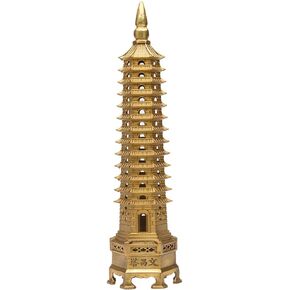 BRASSTAR Brass Feng Shui Statue Wenchang Pagoda Layer 13 Tower 11.8" Length Sculpture Office Home Desk Decor Artifacts Attract Career Fame Academic Wisdom Education Luck TQZDPT40