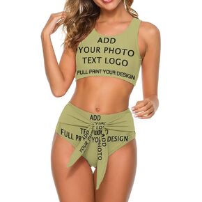 Custom Sport Swimsuit Two-Piece Bikini Add Your Photo Text Logo