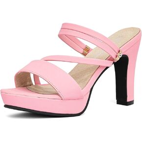 getmorebeauty Women's Chunky High Heels Slingback Sandals Open Toe Ankle Strap Slip On Platform Dress Shoes