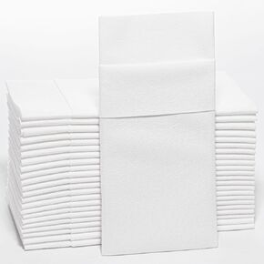 TWO OCEANS White Dinner Napkins Disposable - Disposable Cloth Like White Paper Napkins with pockets for Silverware - Wedding Napkins, Mothers day napkins - Holiday dinner napkins (50, WHITE)