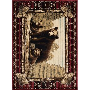 Rustic Empire Rustic Lodge Bear Cubs Area Rug 63" L x 47" H