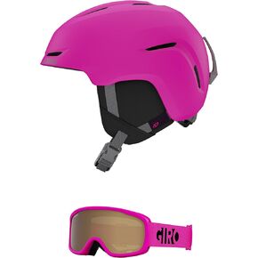 Giro Spur Combo Pack Ski Helmet - Snowboarding Helmet with Matching Goggles Matte Bright Pink/Buster Pink Black Blocks S (52-55.5cm)