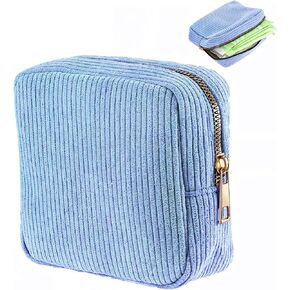 Corduroy Sanitary Napkin Storage Bag, Portable Period Bag for Teen Girls, Cute Period Pouch Soft Menstrual Cup Pouch Menstruation First Pad Bag Tampon Holder for Women (Blue) in Saudi Arabia