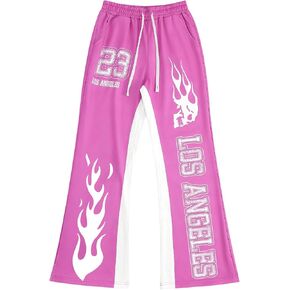 GORGLITTER Men's Graphic Flare Sweatpants Color Block Drawstring Y2k Stacked Sweatpants in Saudi Arabia