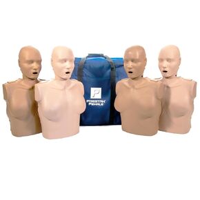 PRESTAN Professional Adult Female Manikin with CPR Feedback, 4-Pack (2 Medium and 2 Dark Manikins); Includes 50 Adult Face-Shield/Lung-Bags, Carry Bag and Instructions
