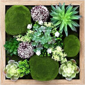 3D Artificial Succulent Floral Framed Faux Succulents Desk Plants for Table and Hanging Wall Decor for Room Decoration Background Living Outdoor(11x15 inch)