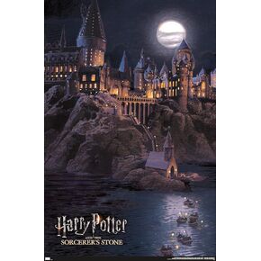 Harry Potter And The Sorcerer'S Stone - Hogwarts At Night Wall Poster, 22.37" x 34.00", Premium Unframed Version
