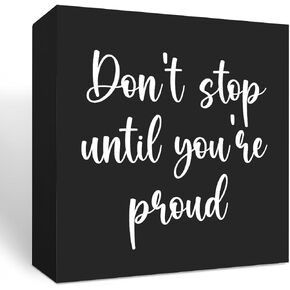 Inspirational Quotes Decor Rustic Black Wooden Box Sign Desk Decor Office Decor Office Supplies Desk Accessories Motivational Positive Plaque Block Sign for Bedroom Home Farmhouse Table Wall Decor