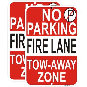 2 Pack No Parking - Fire Lane Sign | 12 x 18 Inches Reflective Sheeting Rust Free Aluminum, UV Protected, Weather/Fade Resistant, Indoor/Outdoors Use