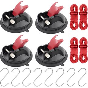 4 Pcs Heavy Duty Vacuum Suction Cup Anchor with Strong Screw,Camping Vacuum Suction Cup with 4 Pcs Reflective Rope,Outdoor Strong Suction Cup Glass Anchor for Tent,Car,Awning,Pet,Boat,Bathroom,kitchen