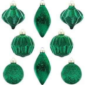 KI Store Mercury Glass Christmas Ornaments Set of 8 Champagne Gold Hanging Christmas Balls Finials for Christmas Tree Decoration Holiday Décor in Saudi Arabia