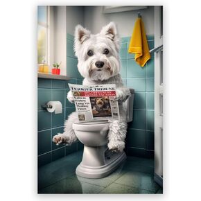 JYscillate bathroom decor wall art Goldendoodle Dog Bathroom Poster funny bathroom decor Canvas printing Humorous Bathroom Animal for Dog Lovers 12x18inch Unframed, style-5