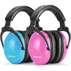 2 Pack HZ015 Kids Ear Protection Safety Earmuffs Durable Noise Cancelling Headphones, pink+blue