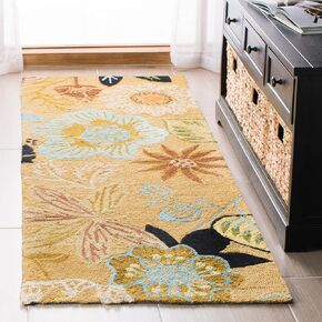 SAFAVIEH Four Seasons Collection 2' x 6' Taupe / Multi FRS472A Hand-Hooked Floral Runner Rug