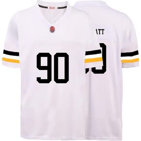 Custom Mens/Youth Football Stitched T-Shirt for Sports Fan Black/White No Brand/Logos