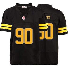 Custom Mens/Youth Football Stitched T-Shirt for Sports Fan Black/White No Brand/Logos