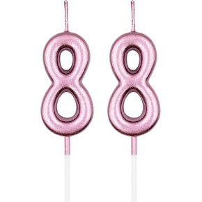 88th Birthday Candles, Blue Number 88 8 Candle for Cake, Happy Birthday Cake Topper Decoration for Birthday Anniversary Celebration Party Supplies