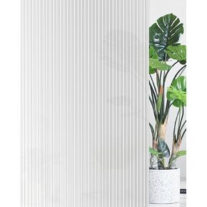 Window Privacy Film Frosted Glass Static Clings Reeded Window Film, Striped Decorative Non-Adhesive & UV Protection Window Decals for Bathroom Living Room 17.7x78.7 inches