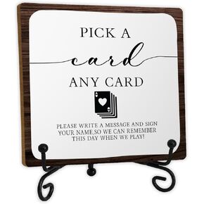 Skip Tiger Pick A Card Wooden Desk Sign,Pick A Card Any Card Sign,Playing Cards Guestbook Sign,Wedding Wooden Plaque With Stand,Wedding Signs Decorativesignage For Ceremony And Reception,5x5 Inch