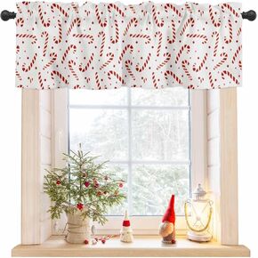 Christmas Valance for Windows Snowman Curtains Valances Reindeer Valance Window Treatments Christmas Balls Short Curtains for Kitchen Living Room Bedroom Bathroom Xmas Holiday Decor 54x18 Inch