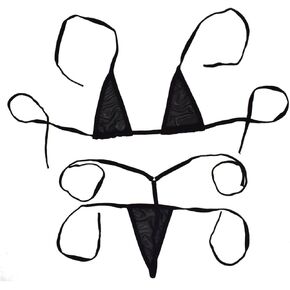 Women’s Sheer Extreme Bikini Halterneck Top and Tie Sides Micro Thong Sets