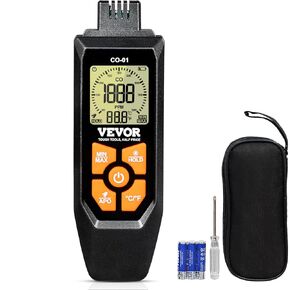 VEVOR Carbon Monoxide Detectors, 0-1000PPM CO Detector with Audible & Visual Alarm, Portable CO Gas Meter Tester with Temperature Sensor, LCD Backlit Screen for Home/Industrial (3 x Battery Include)