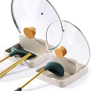 AIERSA Spoon Rest with Lid Holder for Stove Top (1 Pack) Spatula Ladle Pot Lid Utensil Rest for Countertop,Kitchen Gadgets Accessories for Cooking