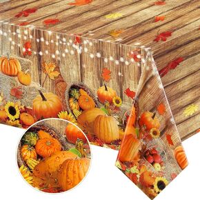 Tiamon Fall Table Decoration Thanksgiving Fall Tablecloth Wood Grain Maple Party Table Cover Autumn Pumpkin Harvest Tablecovers Decor for Fall Dining Gathering Table Protector, 54 x 108 Inch (3 Pack) in Saudi Arabia