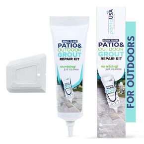 PentaUSA Outdoor Grout - Premixed Patio Grout in a Tube, Ready to Use Polymeric Sand for Pavers, Grout Repair for Stone Joints, Driveways, Entryways, and Gardens - Includes Grout Float (14oz / 400g)