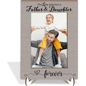 Father Gifts Picture Frames From Daughter Girls Father and Daughter Forever Fathers Day Wood Photo Frames Gifts for Dad Father Daddy, Tabletop Display 4x6 Photo Home Decor Living Room Decorations -014