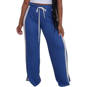 Women's High Waist Wide Leg Sweatpants Straight Leg Pants Casual Striped Pants