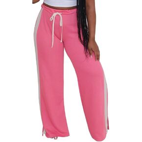 Women's High Waist Wide Leg Sweatpants Straight Leg Pants Casual Striped Pants